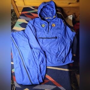 Vtg LL Bean Anorak Jacket Mens Large Blue Nylon Windbreaker w/ Full Zip Pants
